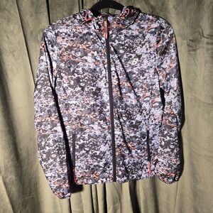 New Balance Black, Gray & Coral Camo Lightweight Hooded Jacket